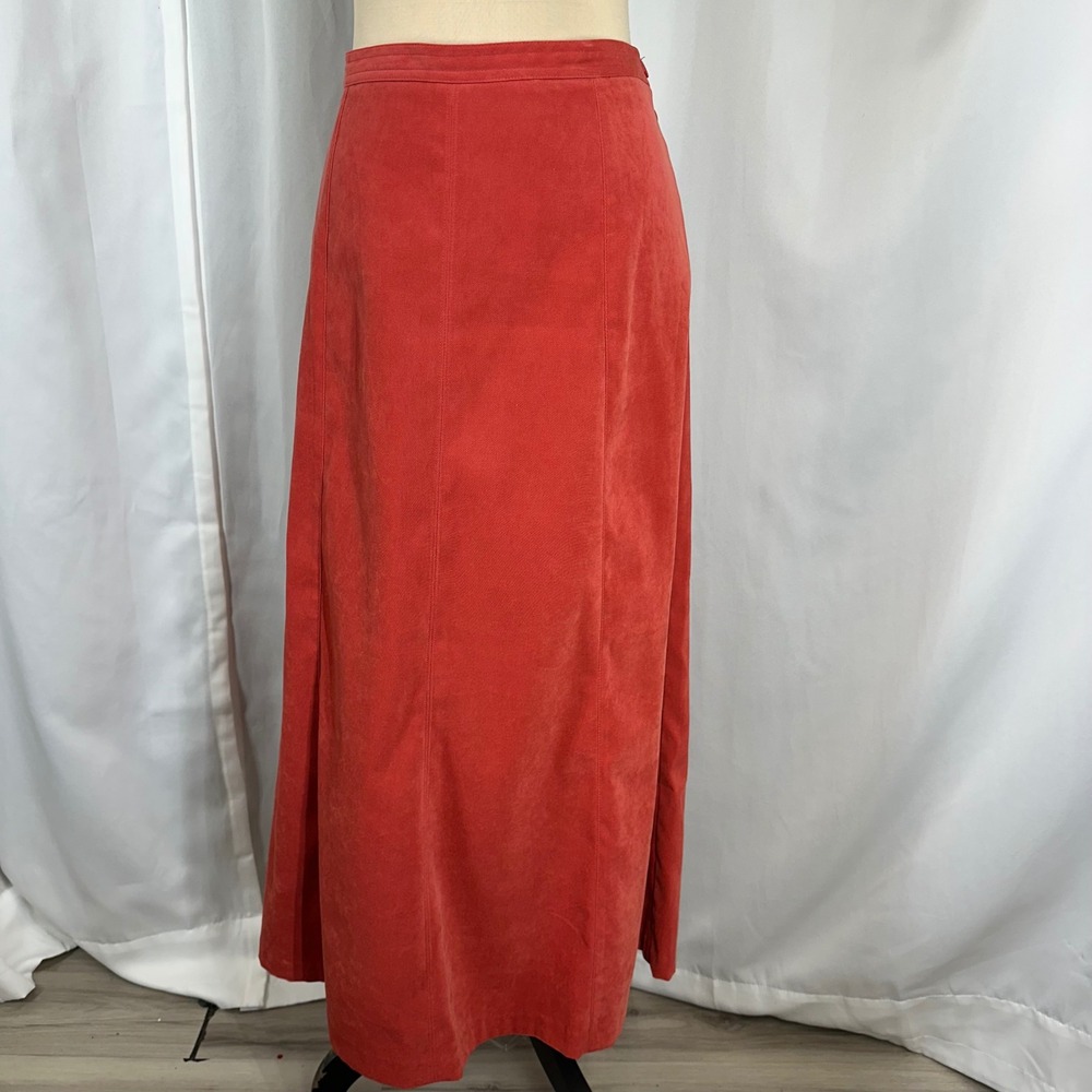 JM Collection Coral Faux Suede Maxi Skirt Size 14 Boho Western Stretch